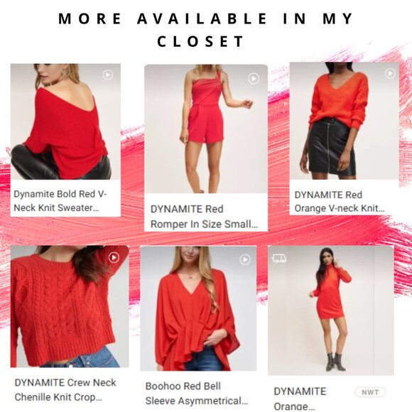 DYNAMITE Red Orange V-neck Knit Sweater - Picture 11 of 11